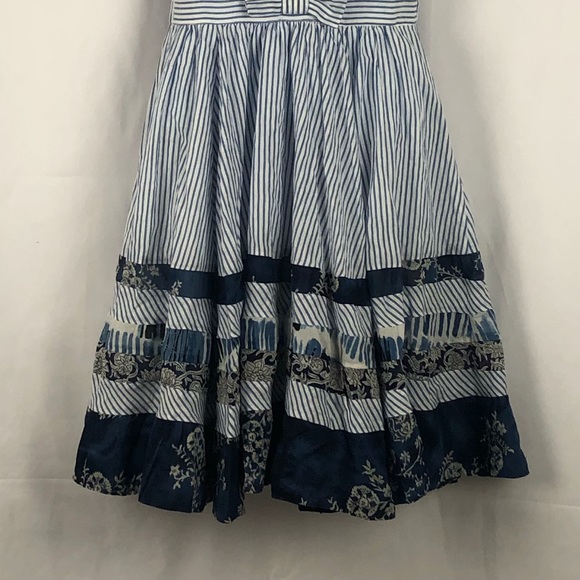 SLNY Cotton wide strap full skirt Sundress S - Picture 9 of 13